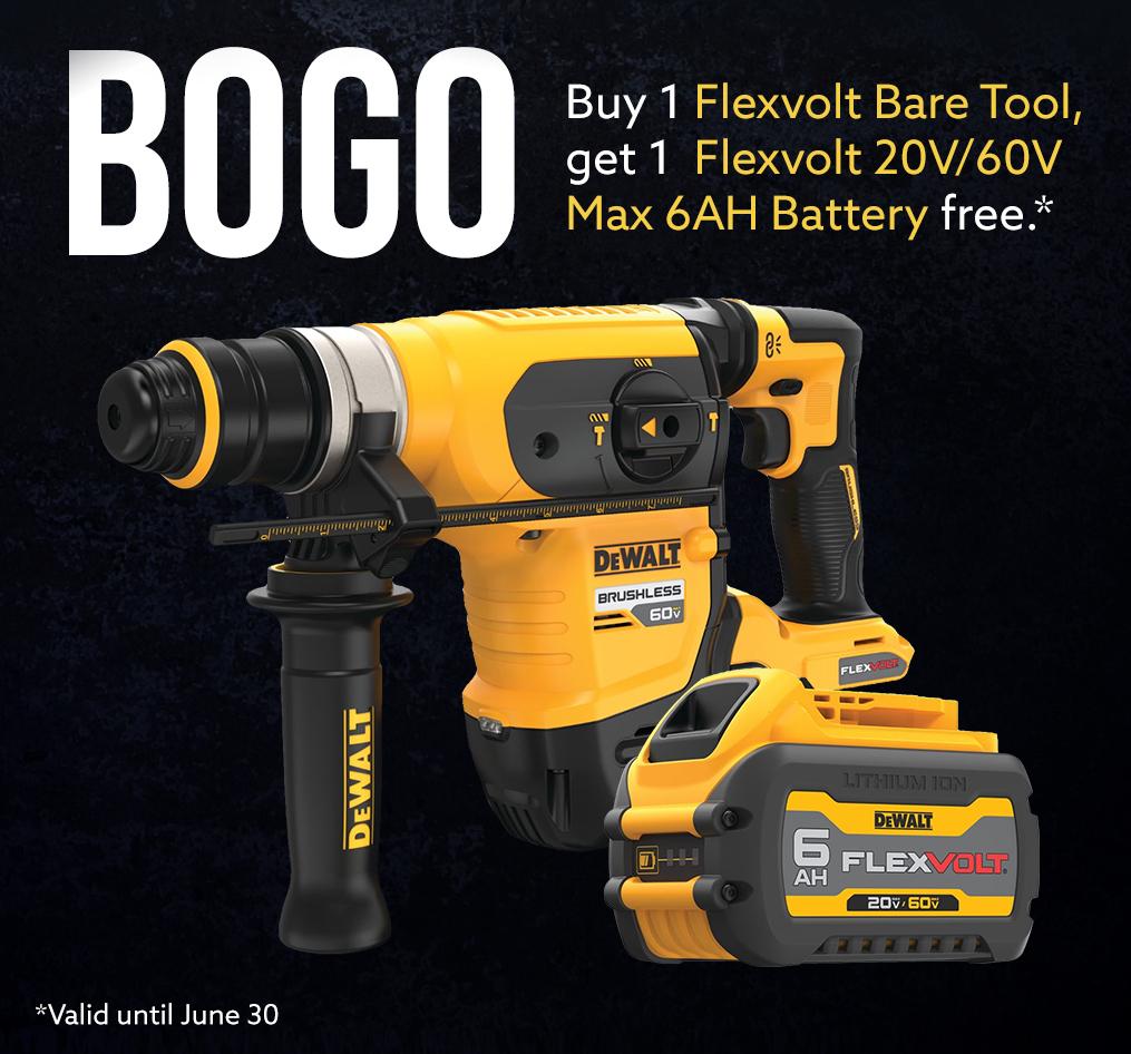 Buy 1 Flexolt Bare Tool, get 1 Flexvolt 20V/60V Max 6AH Battery free